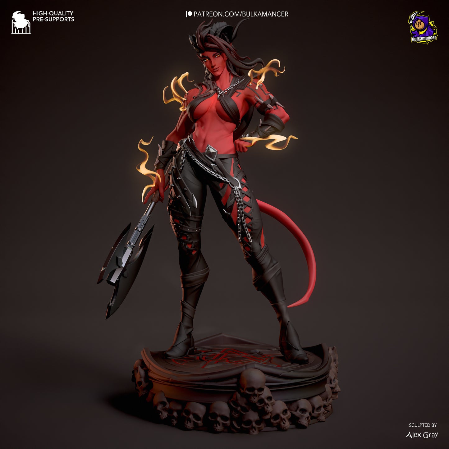 Karlach | 11.5-Inch Resin Model Kit | BG3 Baldur's Gate Tiefling Warrior