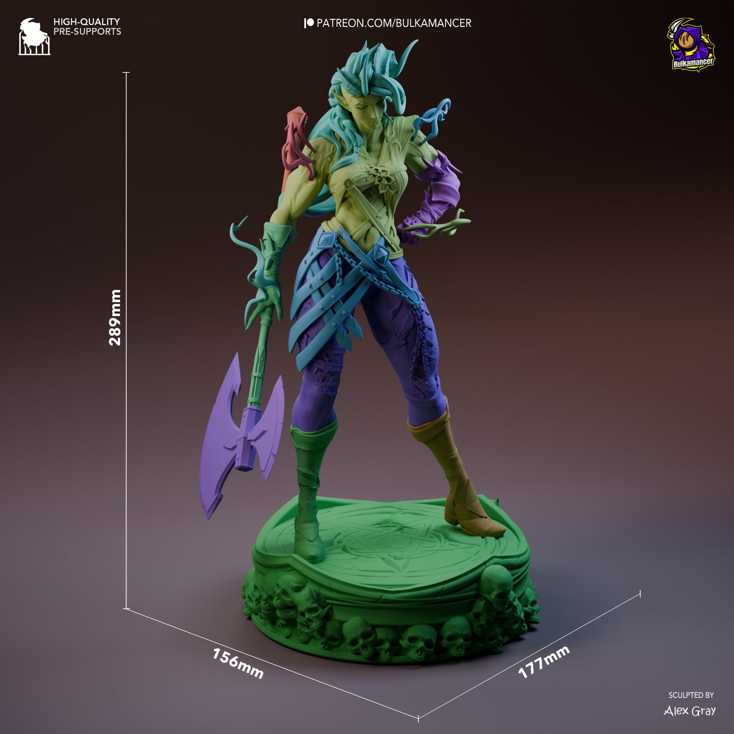 Karlach | 11.5-Inch Resin Model Kit | BG3 Baldur's Gate Tiefling Warrior