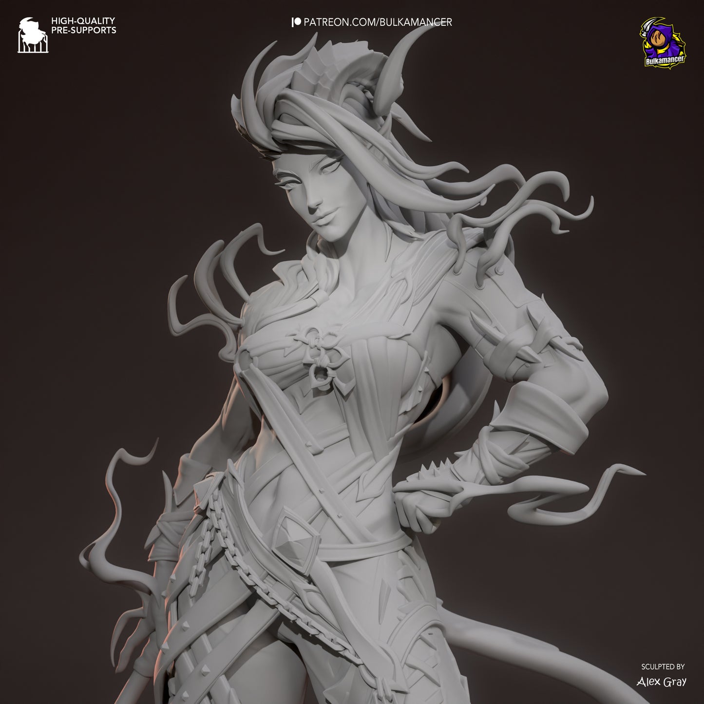 Karlach | 11.5-Inch Resin Model Kit | BG3 Baldur's Gate Tiefling Warrior
