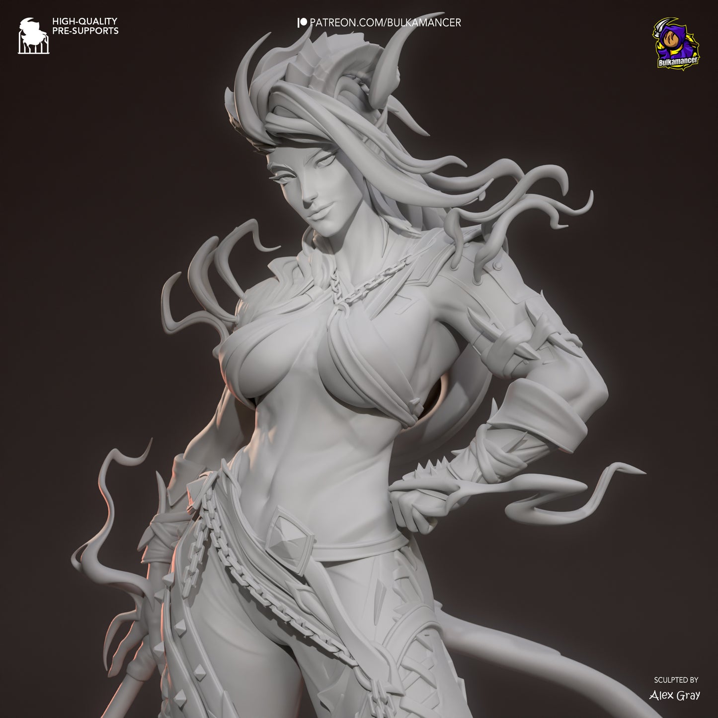 Karlach | 11.5-Inch Resin Model Kit | BG3 Baldur's Gate Tiefling Warrior