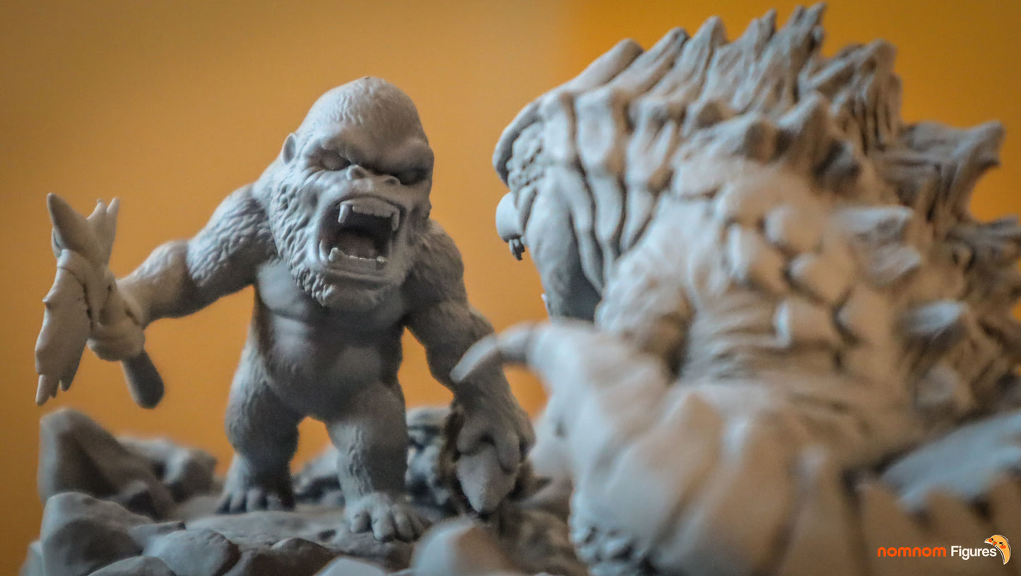 Chibi King Kong vs. Godzilla | 4-Inch  Resin Model Kit | DIY Chibi Kaiju Face-Off