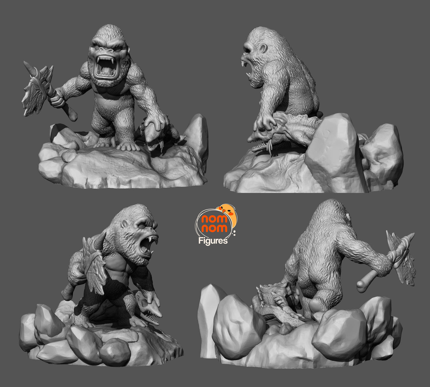 Chibi King Kong vs. Godzilla | 4-Inch  Resin Model Kit | DIY Chibi Kaiju Face-Off