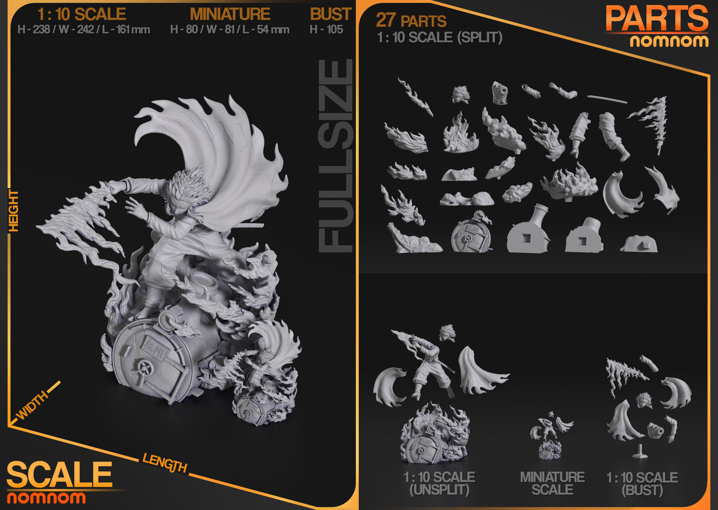 Kyojuro Rengoku | Resin Model or Bust Kit | DIY Demon Slayer Flame Hashira