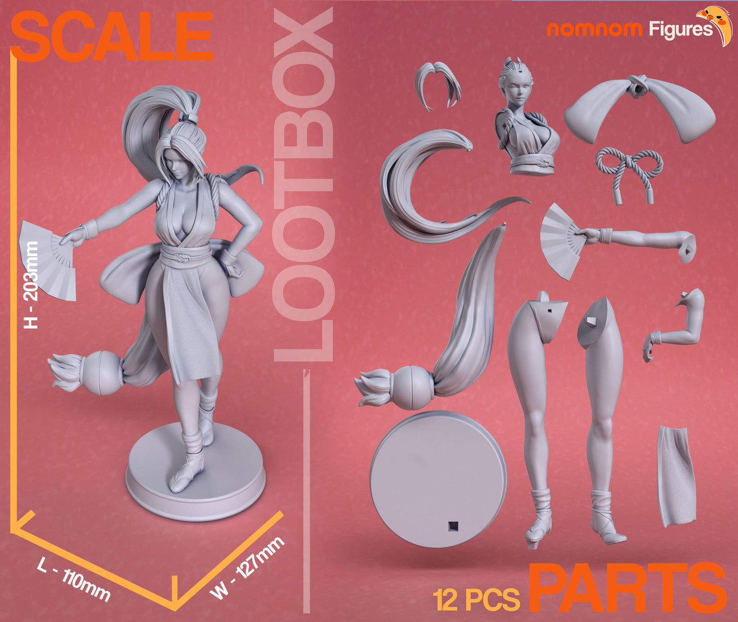 Mai Shiranui | 7.5-Inch Resin Model Kit | DIY King of Fighters Ninja Fighter