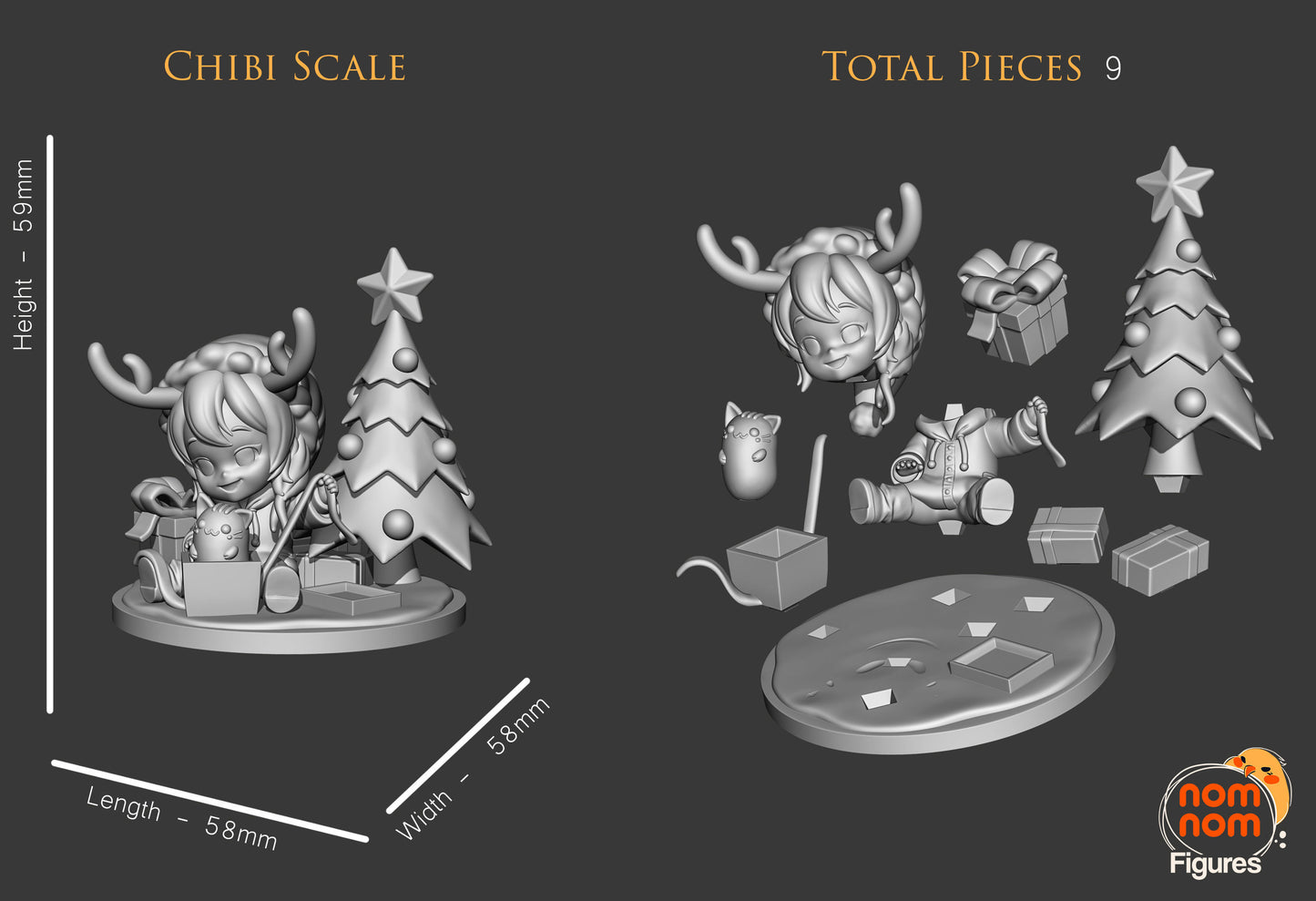 Chibi Nomi | 2.5" Resin Model Kit | DIY Christmas Tree Opening Gifts Scene