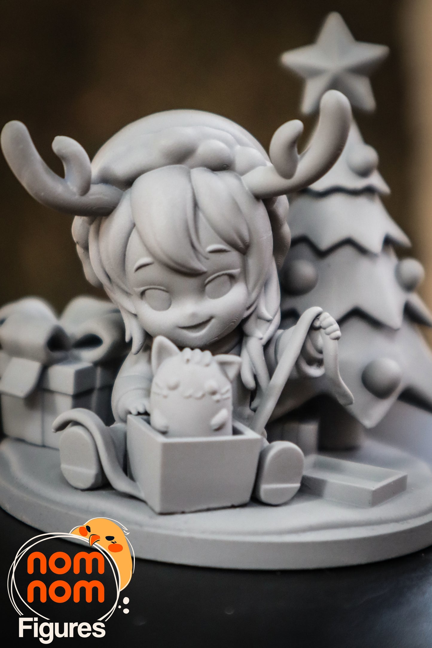 Chibi Nomi | 2.5" Resin Model Kit | DIY Christmas Tree Opening Gifts Scene