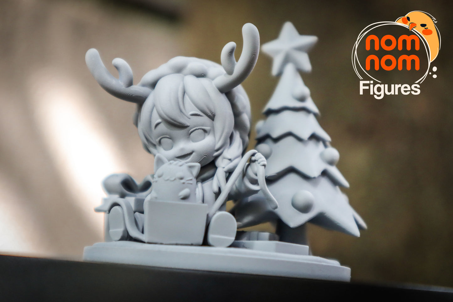 Chibi Nomi | 2.5" Resin Model Kit | DIY Christmas Tree Opening Gifts Scene