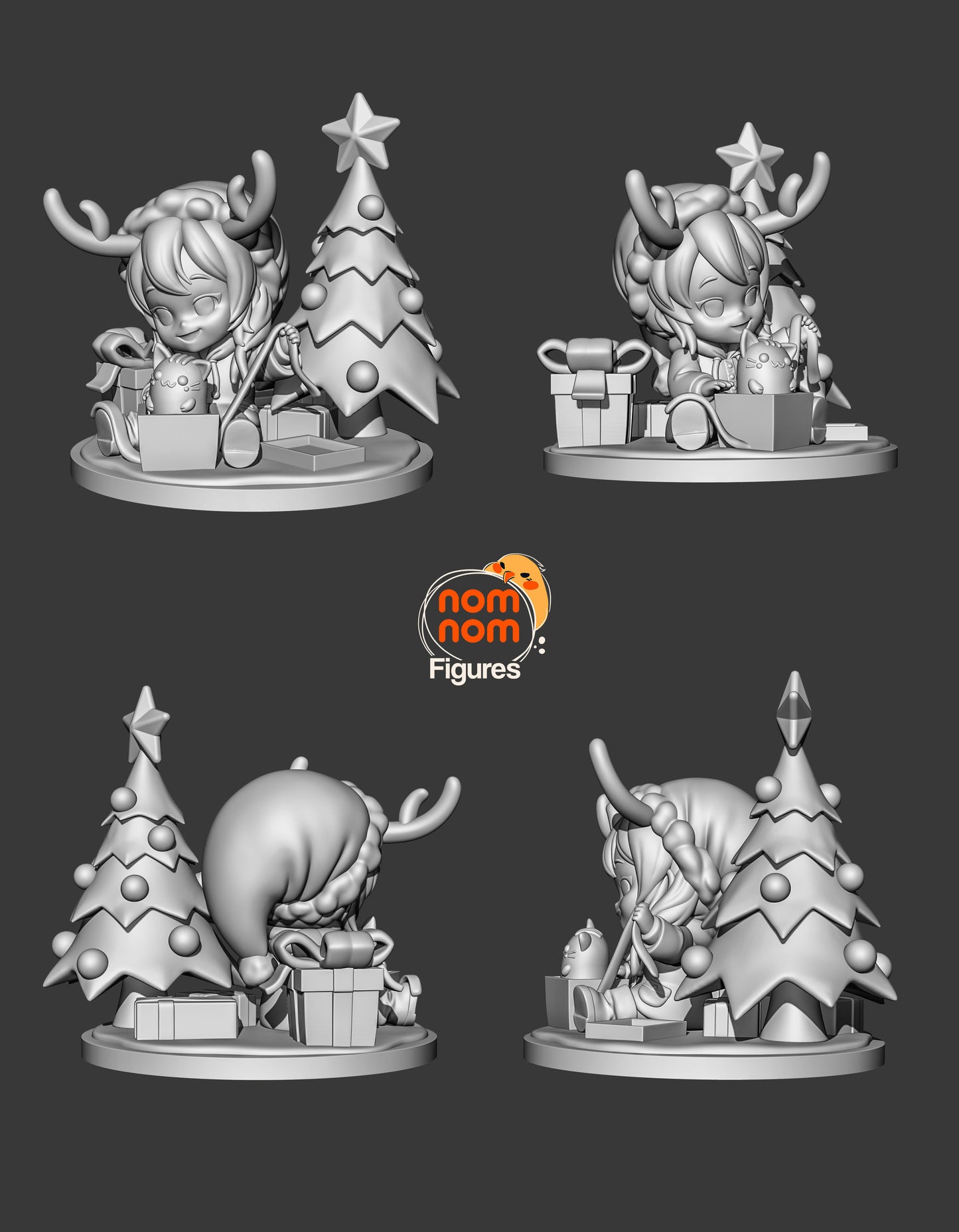 Chibi Nomi | 2.5" Resin Model Kit | DIY Christmas Tree Opening Gifts Scene
