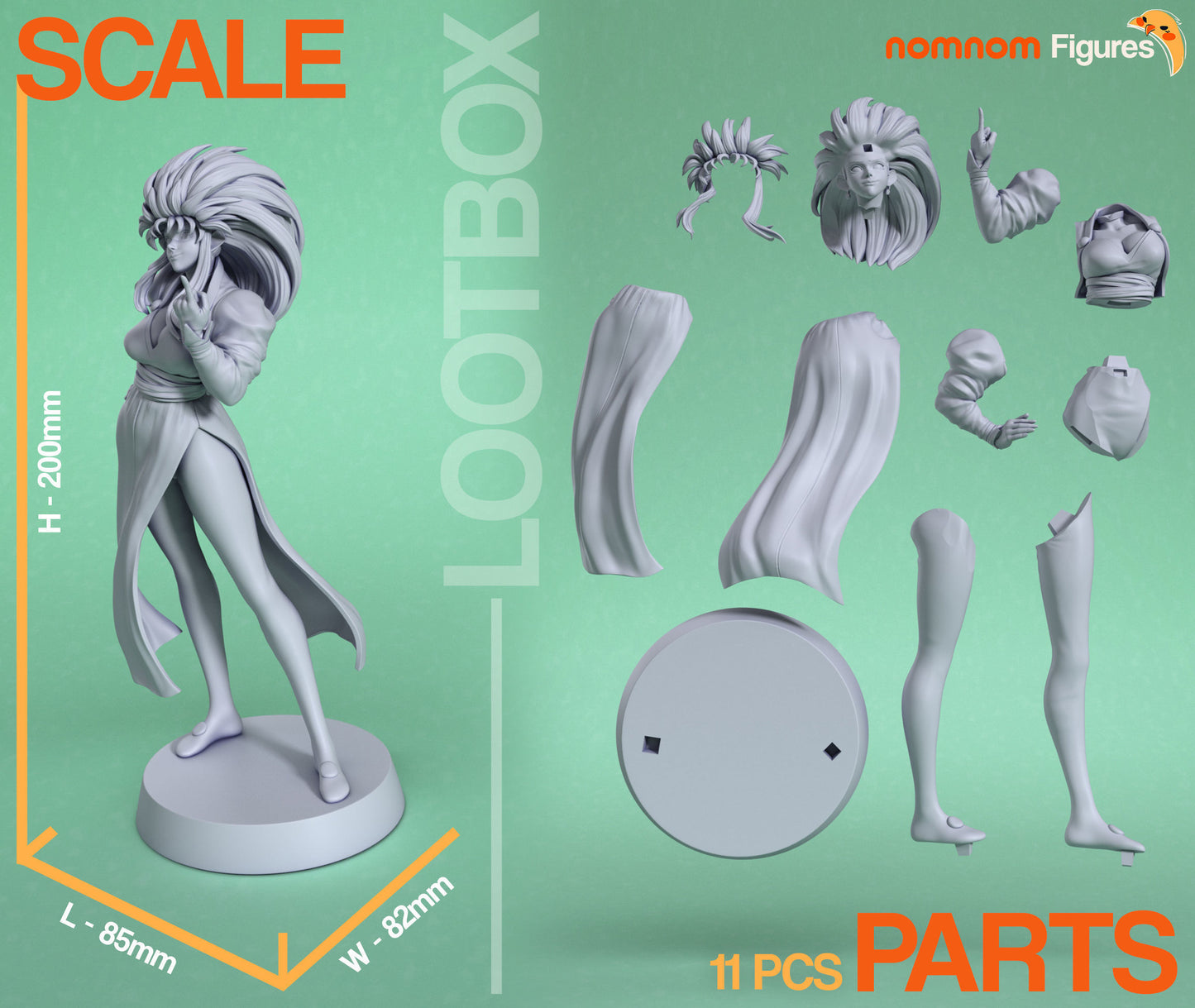 Ryoko | 8-Inch Resin Model Kit | DIY Tenchi Muyo Space Pirate
