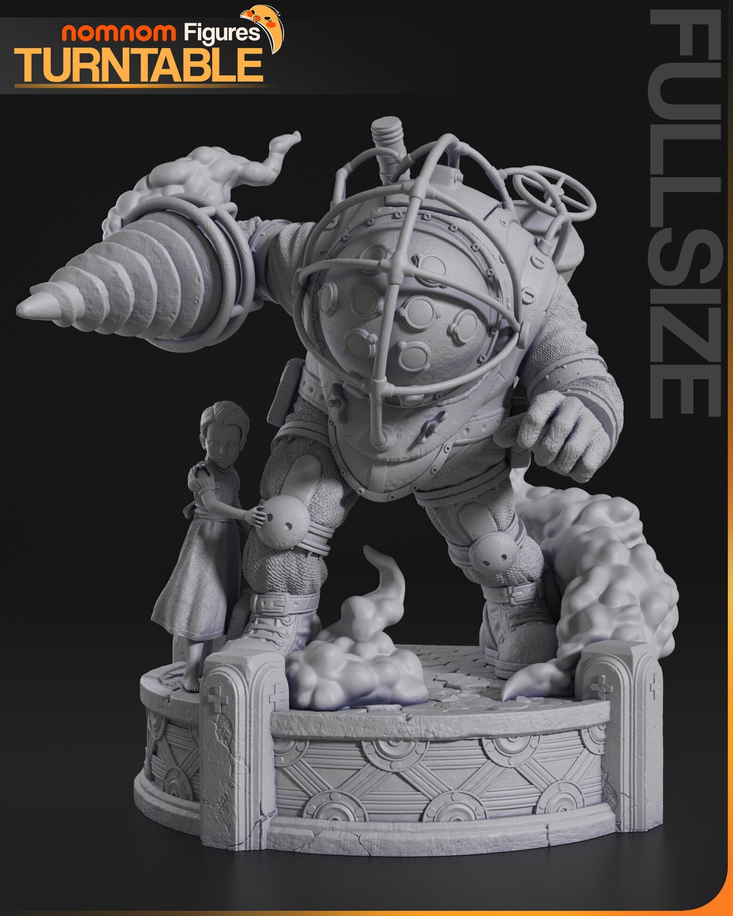 Big Daddy Bouncer & Little Sister | Resin Model or Bust Kit | DIY BioShock Scene
