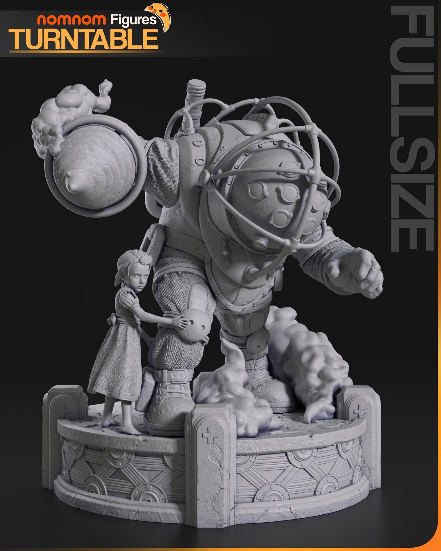 Big Daddy Bouncer & Little Sister | Resin Model or Bust Kit | DIY BioShock Scene