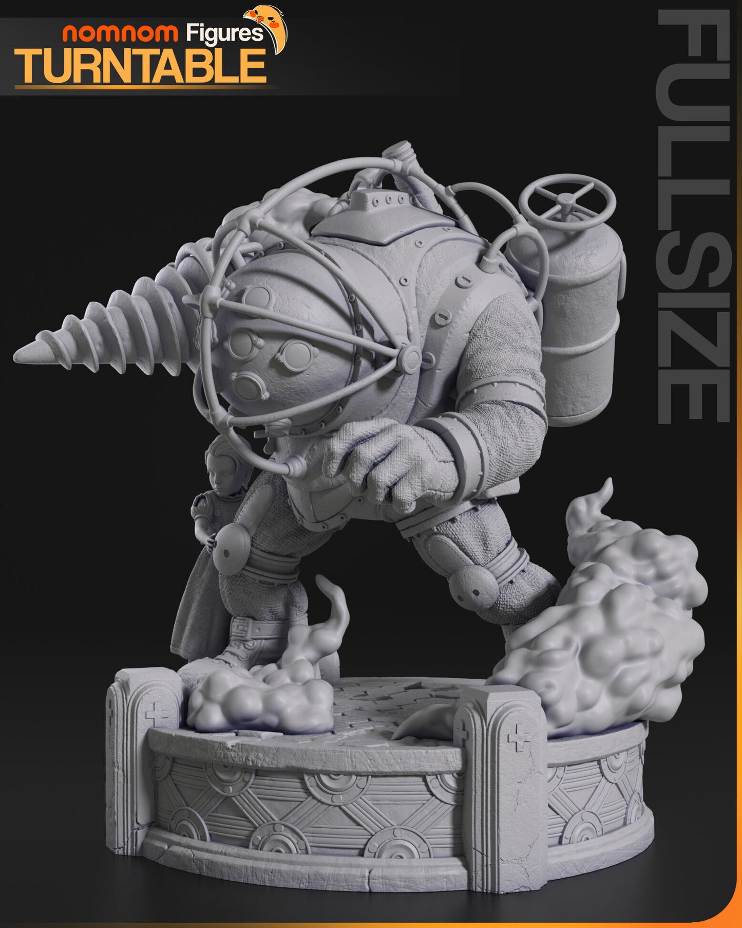 Big Daddy Bouncer & Little Sister | Resin Model or Bust Kit | DIY BioShock Scene