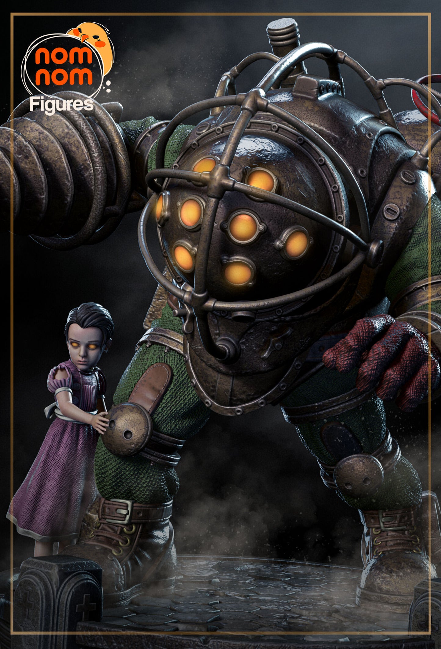 Big Daddy Bouncer & Little Sister | Resin Model or Bust Kit | DIY BioShock Scene