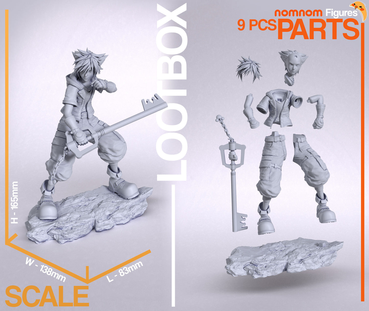 Sora | 6.5" Resin Model Kit | DIY Kingdom Hearts 3 Keyblade Master