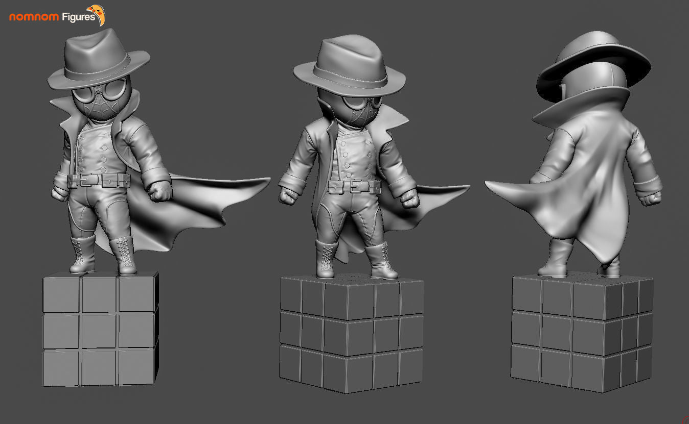 Chibi Spider-Man Noir | 2.5-Inch Resin Model Kit | DIY Spider-Verse