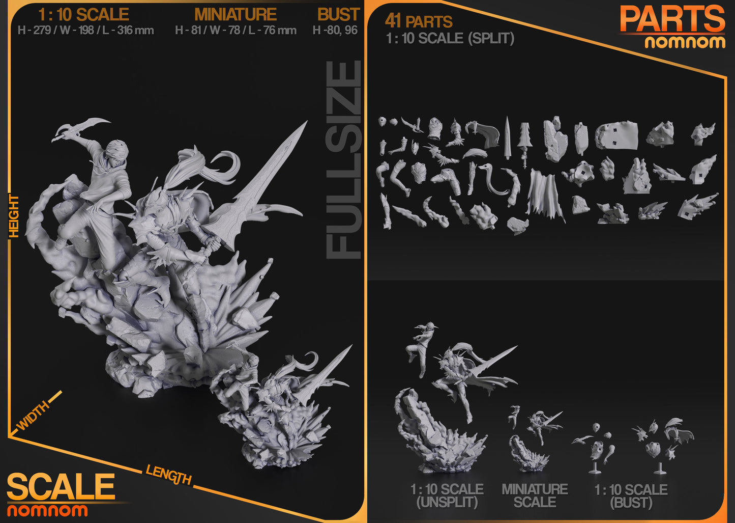 Sung Jin Woo & Beru | Resin Model or Bust Kit | DIY Solo Leveling Shadow Monarch and Elite Soldier