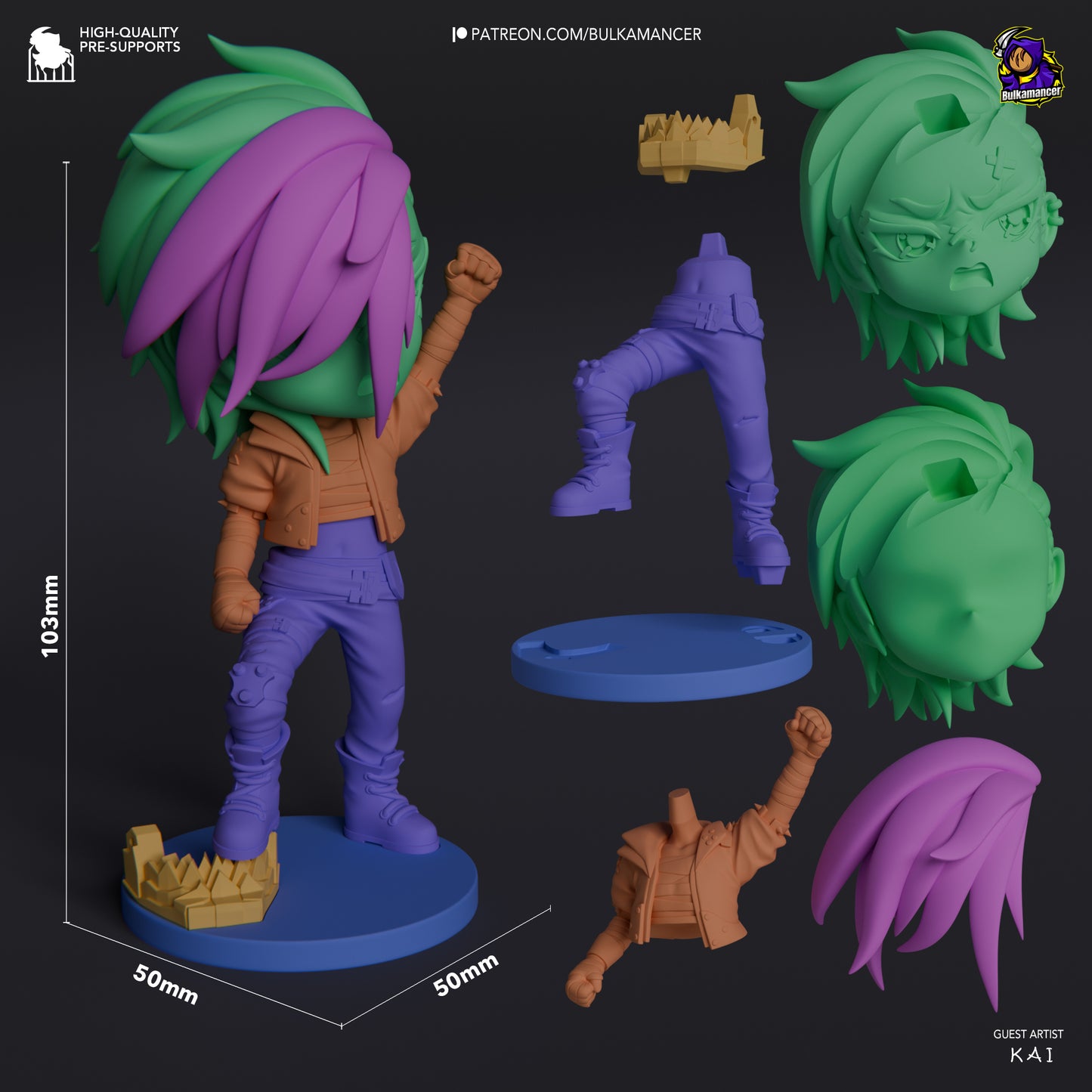 Chibi Vi | 4-Inch Resin Model Kit | DIY League of Legends Arcane Enforcer