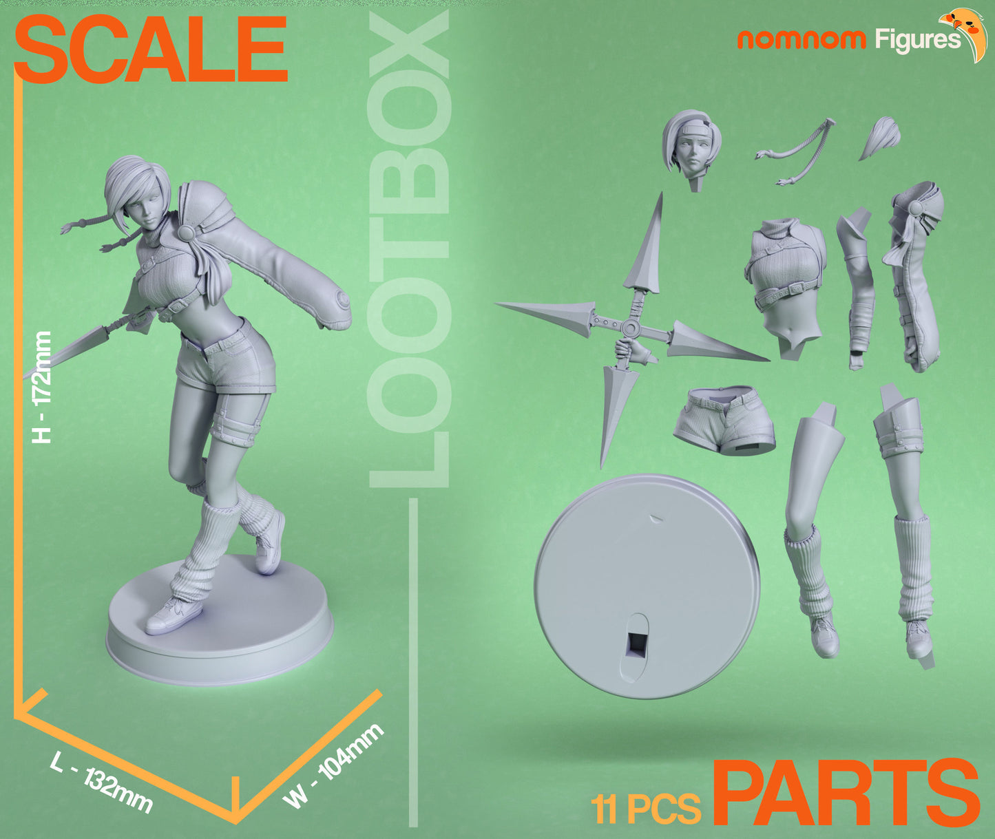 Yuffie Kisaragi | 7-Inch Resin Model Kit | DIY Final Fantasy VII Ninja Thief
