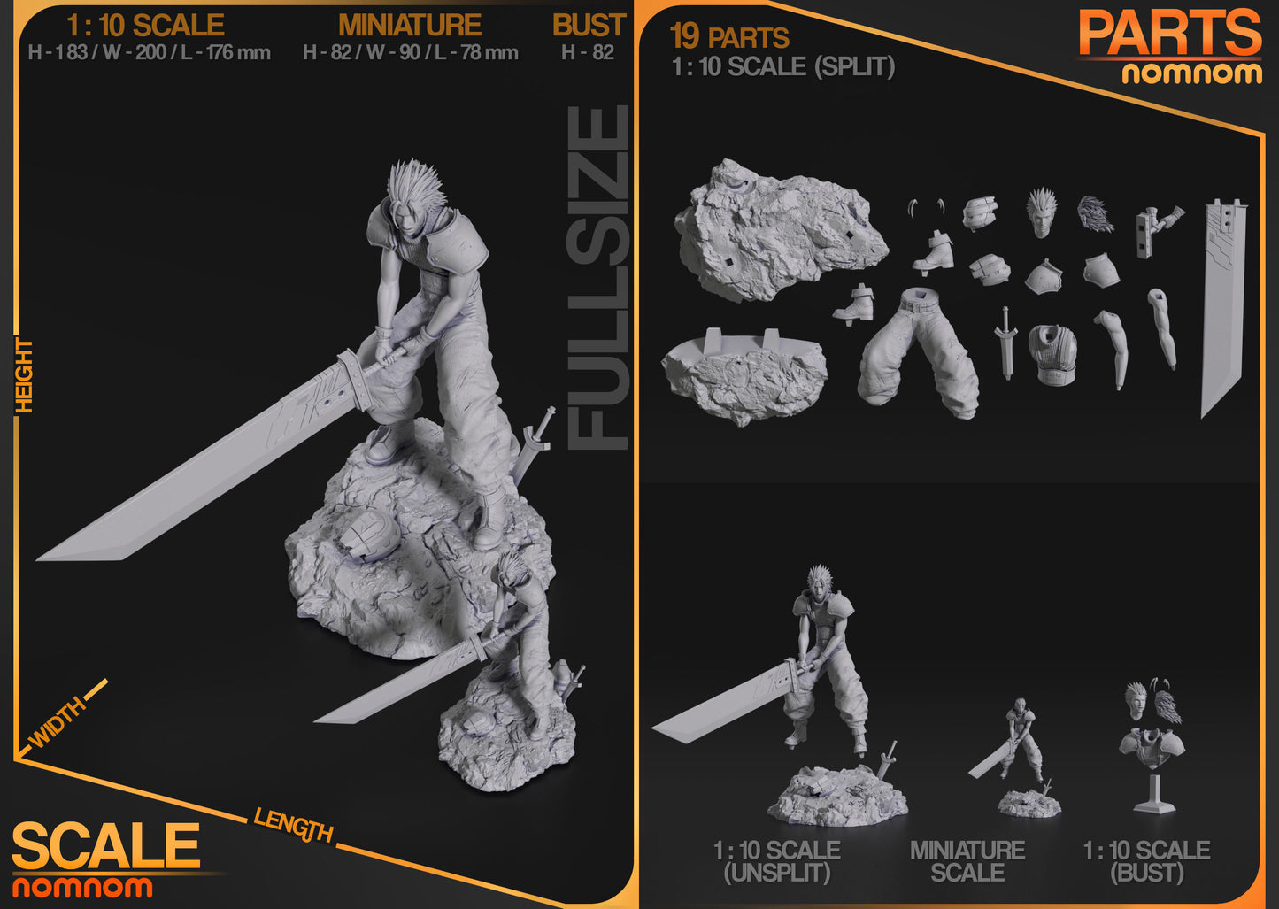 Zack Fair | Resin Model or Bust Kit | DIY Final Fantasy VII SOLDIER